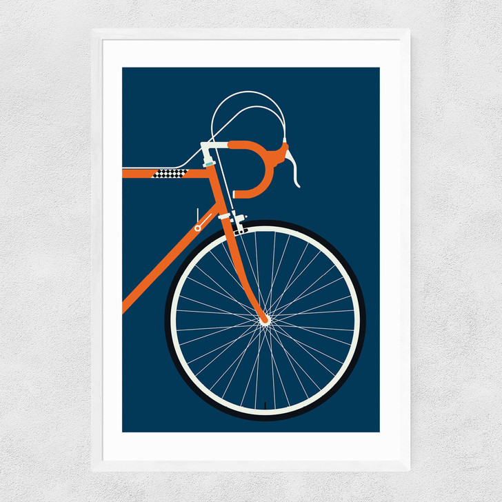 Orange Coloured Race Bike Narrow White Frame
