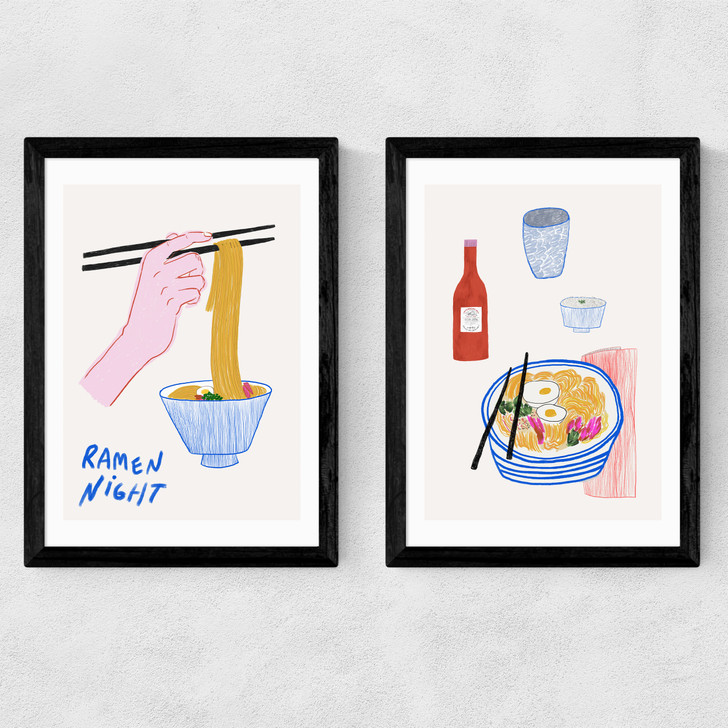 Ramen Night Diptych Medium Black Frame Ramen Night Diptych Medium Black Frame