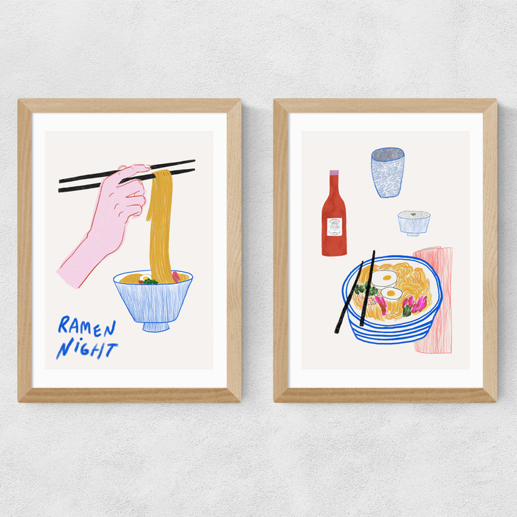 Ramen Night Diptych Medium Oak Frame Ramen Night Diptych Medium Oak Frame