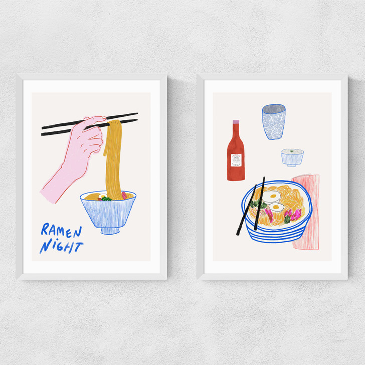 Ramen Night Diptych Narrow White Frame Ramen Night Diptych Narrow White Frame