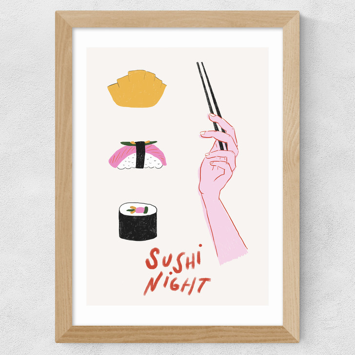 Sushi Night Wide Oak Frame