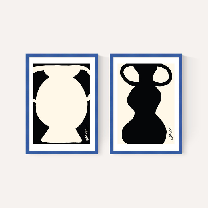 Abstract Monochrome Vase Diptych