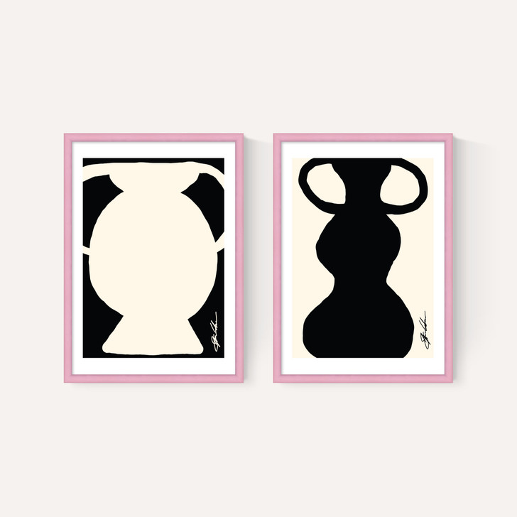 Abstract Monochrome Vase Diptych