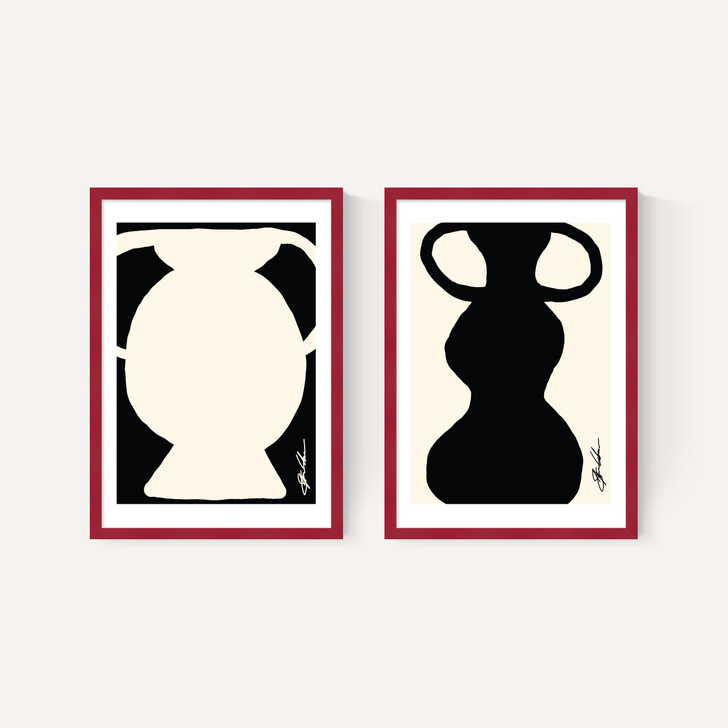 Abstract Monochrome Vase Diptych