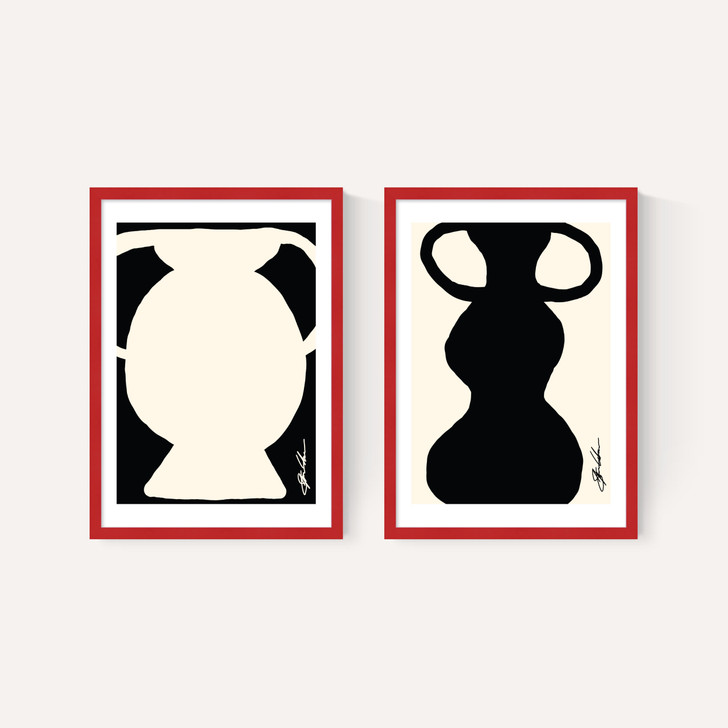 Abstract Monochrome Vase Diptych