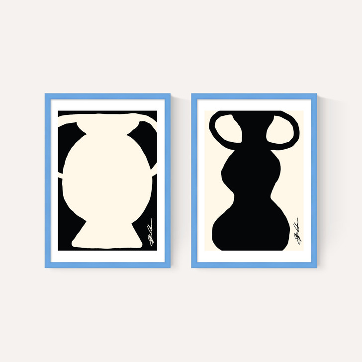 Abstract Monochrome Vase Diptych