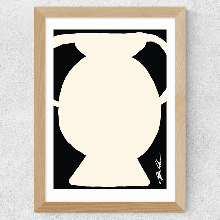 Abstract Monochrome Vase I Wide Oak Frame Abstract Monochrome Vase I Wide Oak Frame