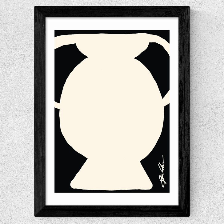 Abstract Monochrome Vase I Wide Black Frame