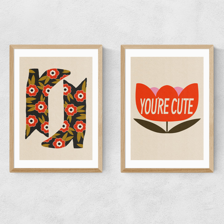 You're Cute Dyptich Narrow Oak Frame You're Cute Dyptich Narrow Oak Frame