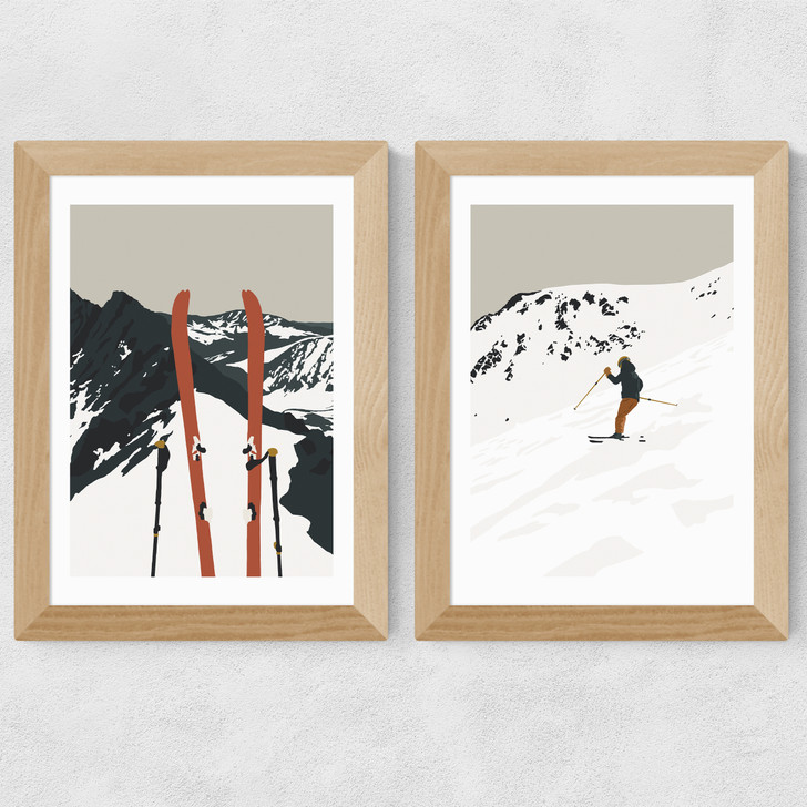 Skiing Twin Set Wide Oak Frame Skiing Twin Set Wide Oak Frame
