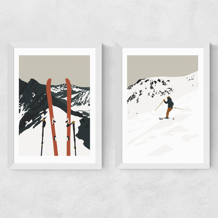 Skiing Twin Set Medium White Frame