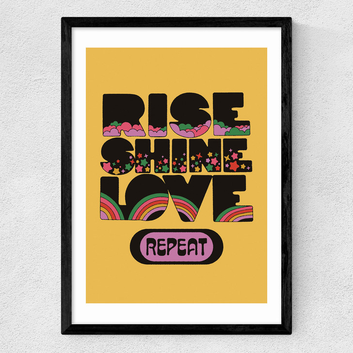Rise Shine Love Medium Black Frame