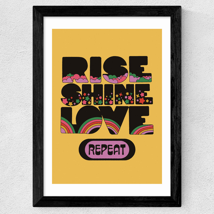 Rise Shine Love Wide Black Frame
