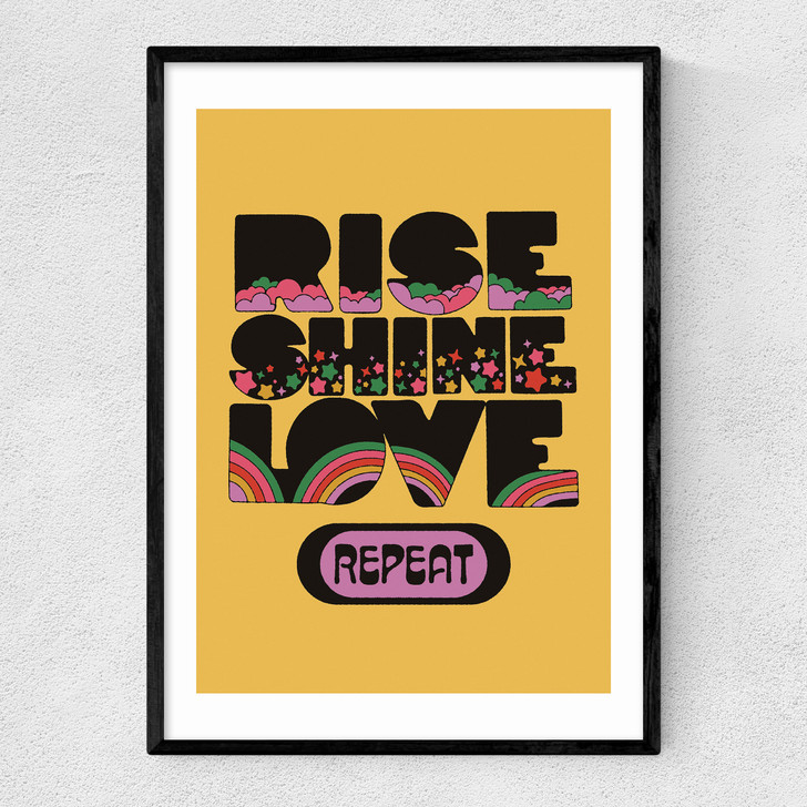 Rise Shine Love Narrow Black Frame