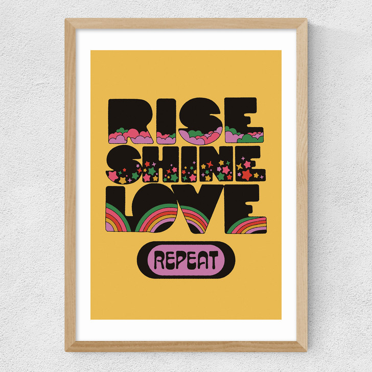 Rise Shine Love Medium Oak Frame