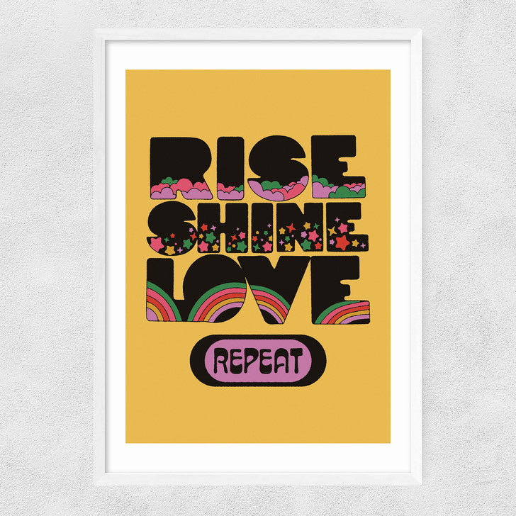 Rise Shine Love Narrow White Frame