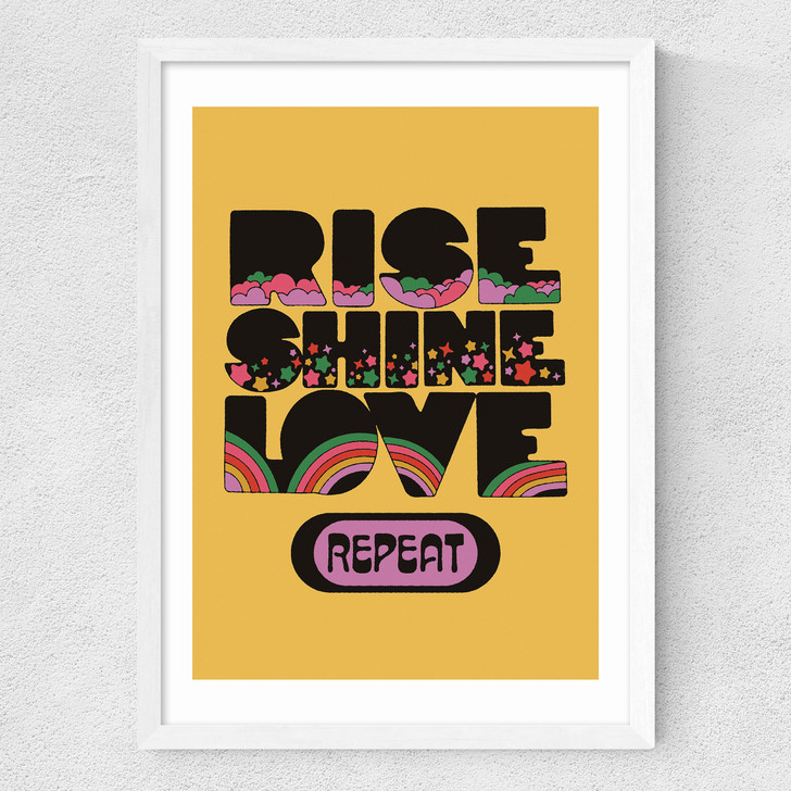 Rise Shine Love Medium White Frame