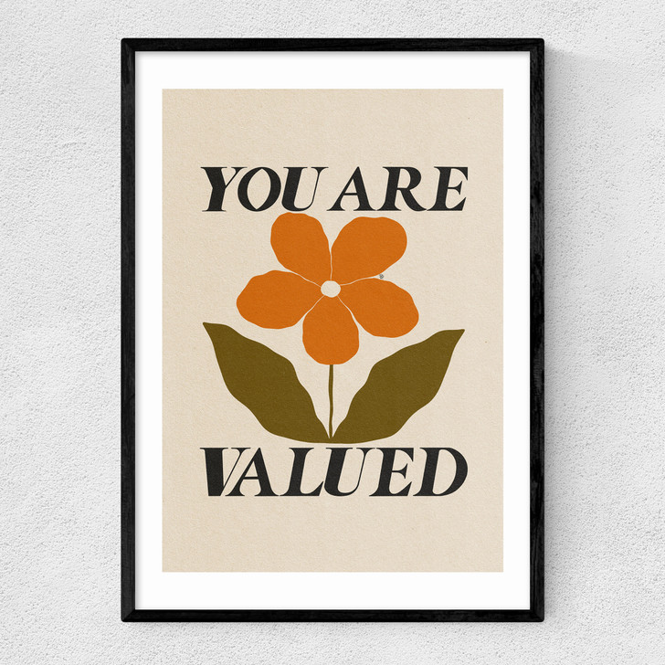 You Are Valued Narrow Black Frame