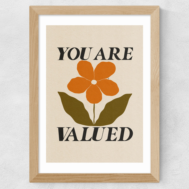 You Are Valued Wide Oak Frame