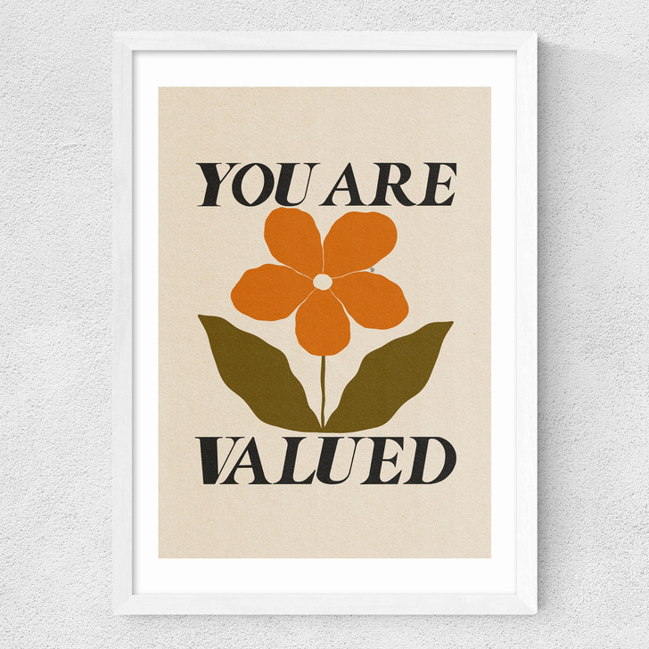 You Are Valued Medium White Frame