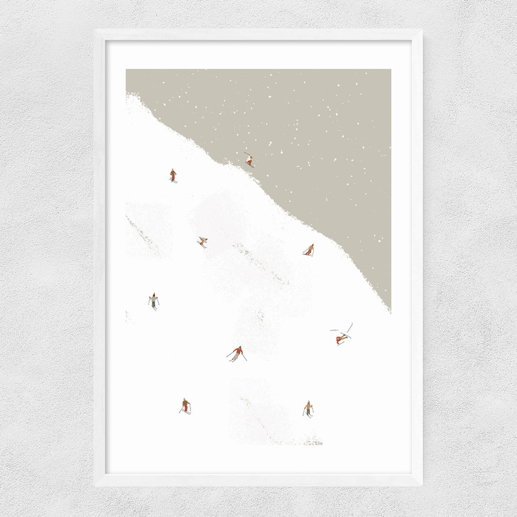 Ski Slope Narrow White Frame