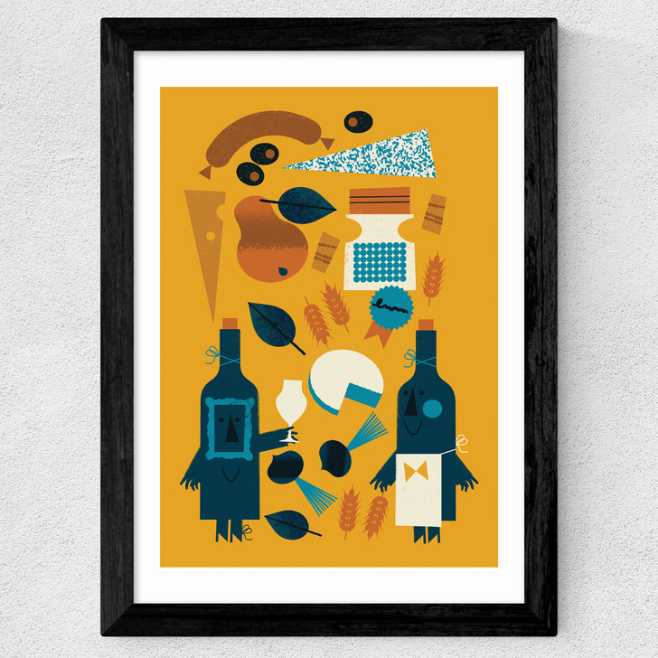 Wine And Cheese Wide Black Frame