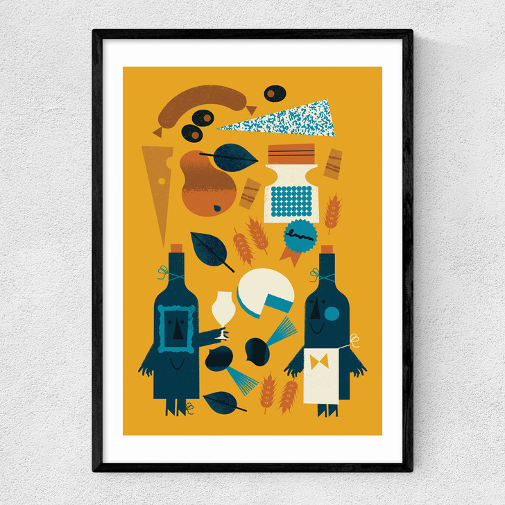Wine And Cheese Narrow Black Frame
