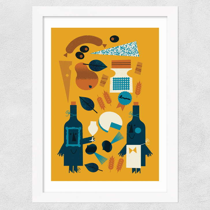 Wine And Cheese Wide White Frame