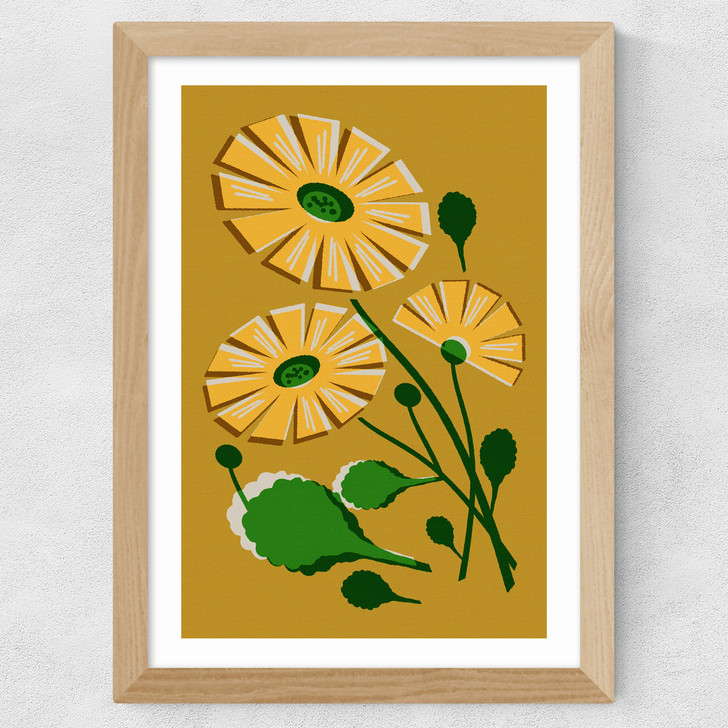 Daisies Wide Oak Frame