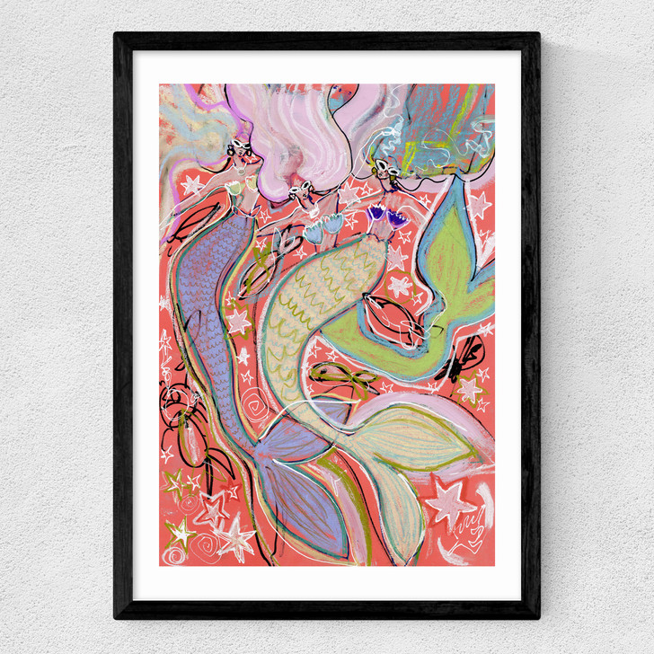 Rainbow Mermaids Medium Black Frame Rainbow Mermaids Medium Black Frame