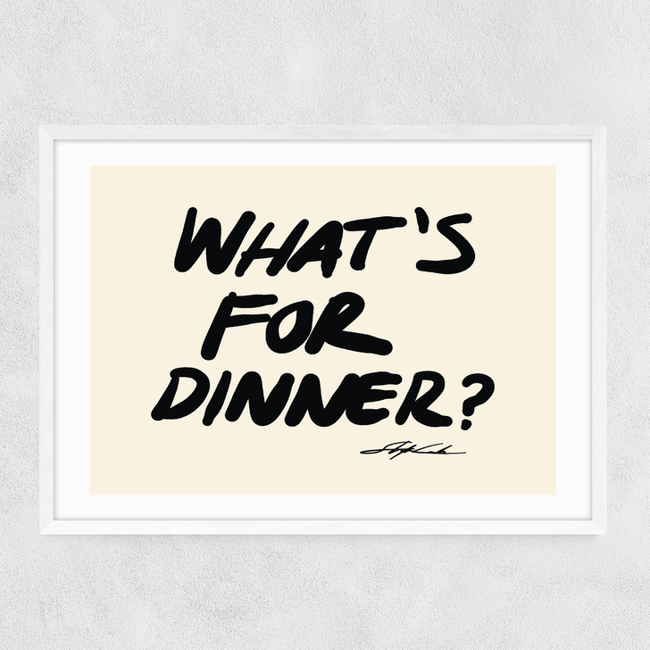 What's For Dinner? by Stephie Cardona Narrow White Frame What's For Dinner? by Stephie Cardona Narrow White Frame