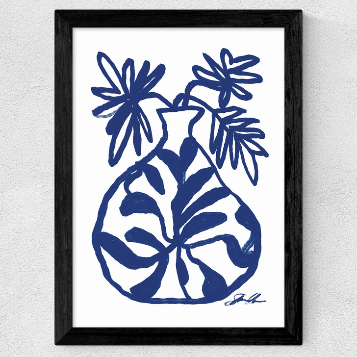 Blue Vase Wide Black Frame