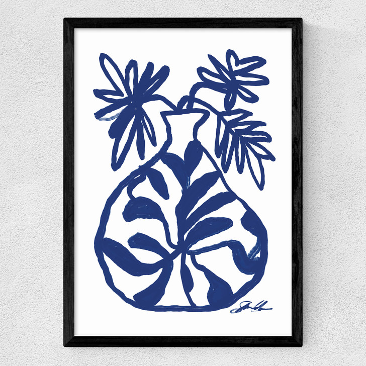 Blue Vase Medium Black Frame