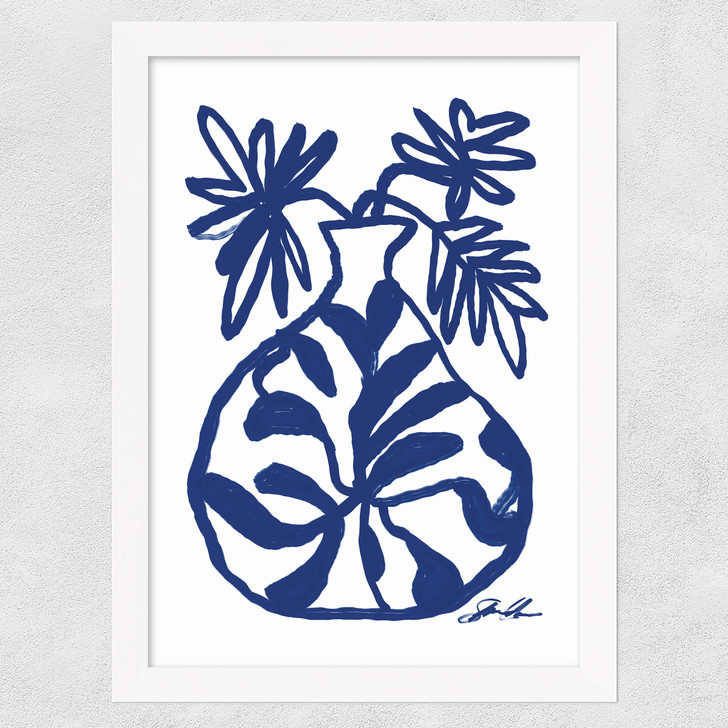 Blue Vase Wide White Frame