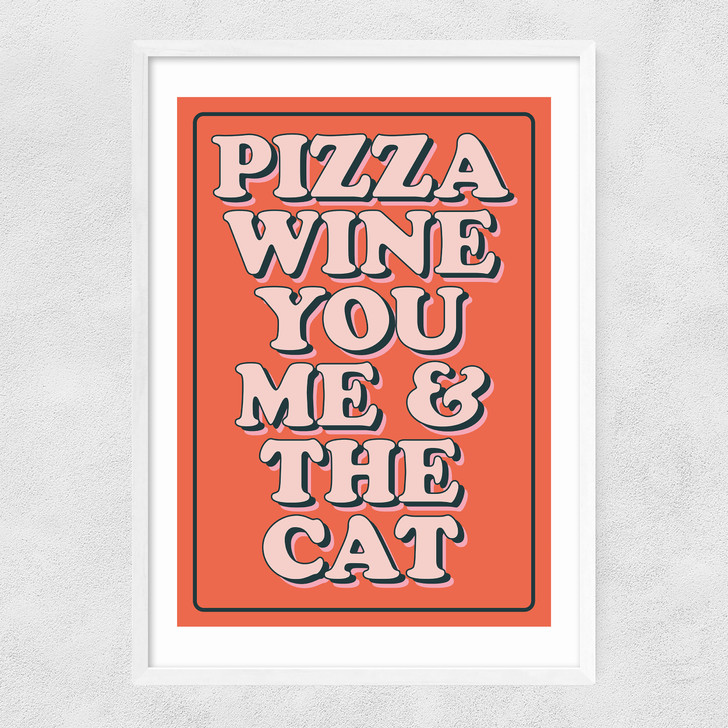 Pizza Wine Narrow White Frame
