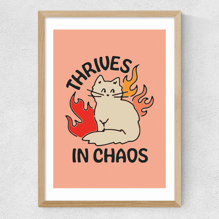 Thrives In Chaos Medium Oak Frame