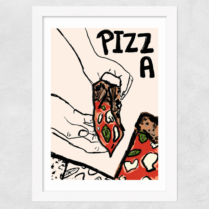 Pizza by Nia Beynon Wide White Frame Pizza by Nia Beynon Wide White Frame