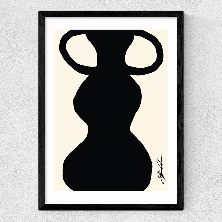 Abstract Monochrome Vase II Medium Black Frame