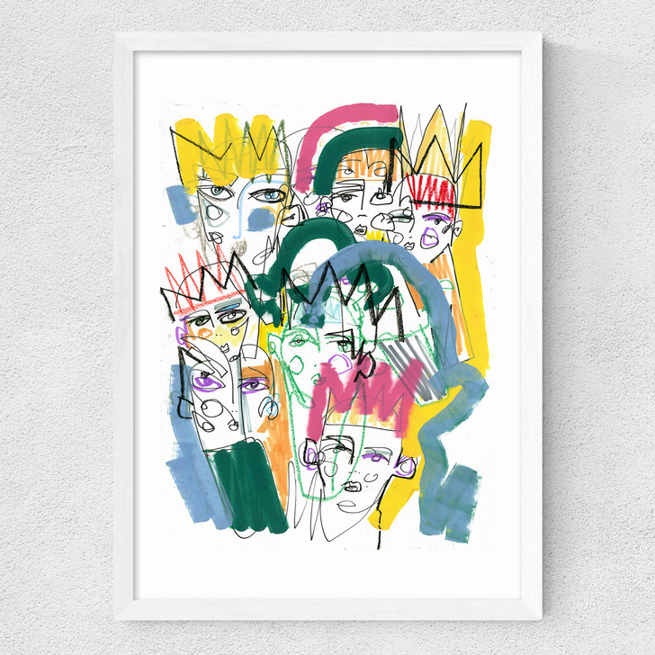 Abstract Kings And Queens Medium White Frame