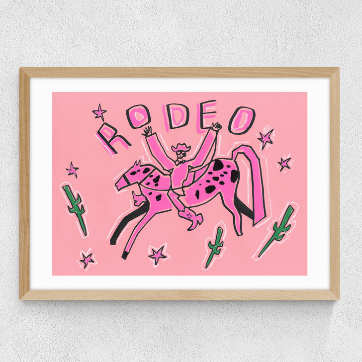Pink Rodeo Landscape Medium Oak Frame Pink Rodeo Landscape Medium Oak Frame