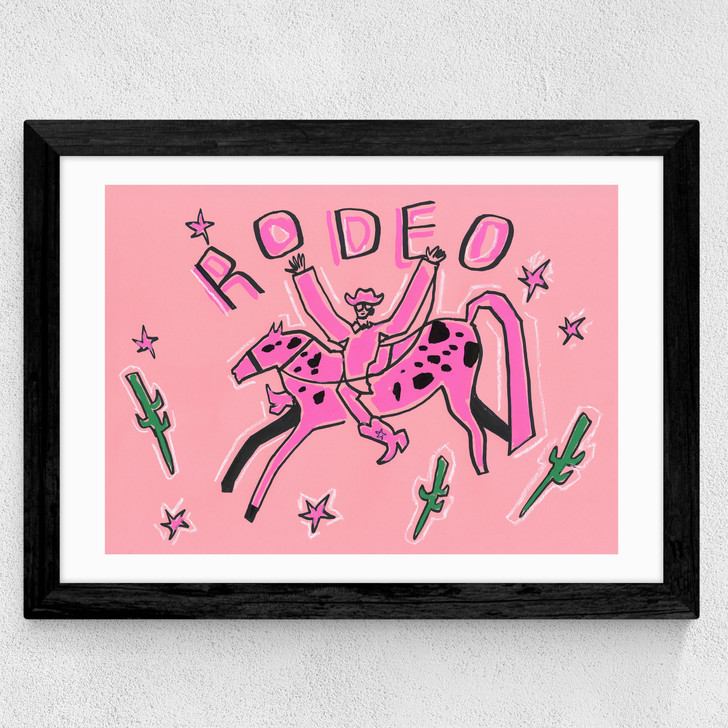 Pink Rodeo Landscape Wide Black Frame