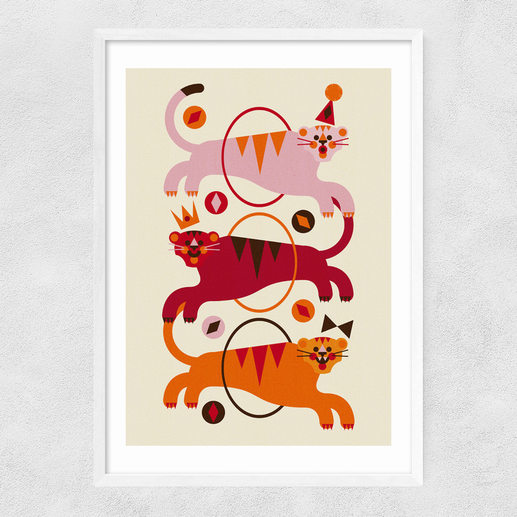 Three Tigers Narrow White Frame