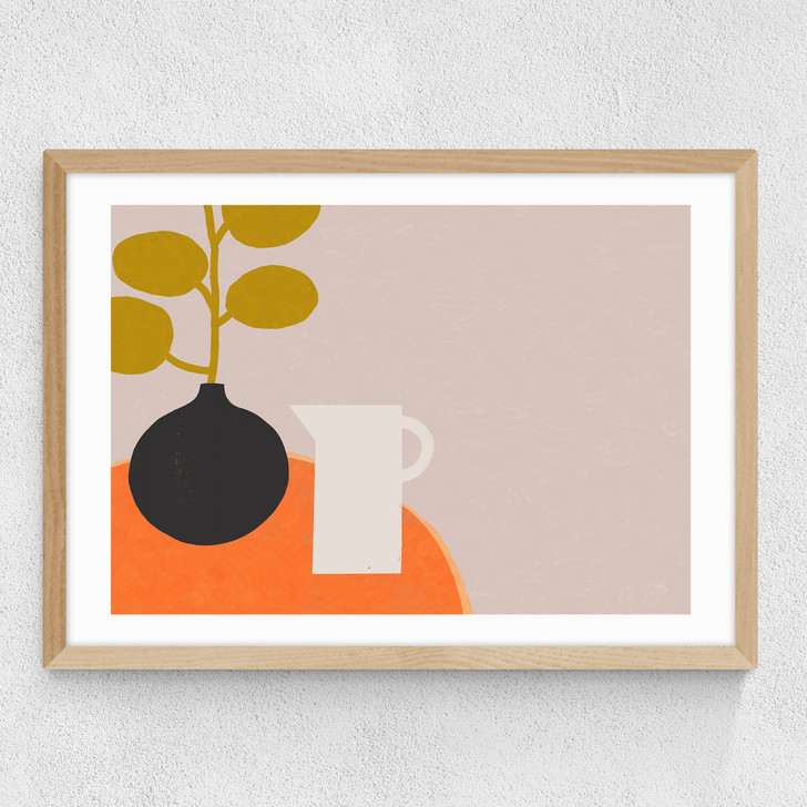 Interior With Orange Table Medium Oak Frame