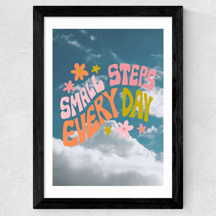 Small Steps Every Day Wide Black Frame