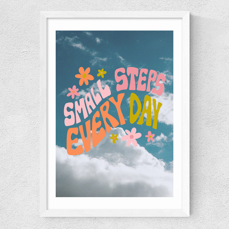 Small Steps Every Day Medium White Frame