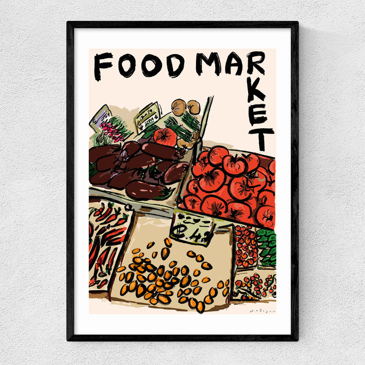 Food Market Narrow Black Frame