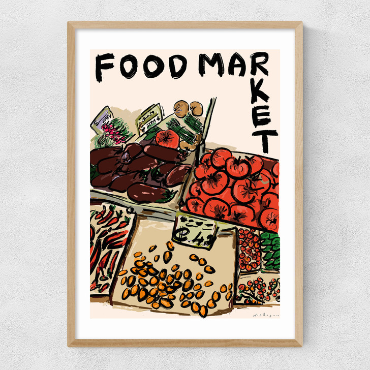 Food Market Narrow Oak Frame