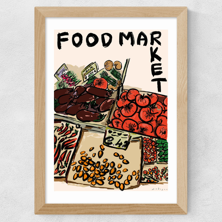 Food Market Wide Oak Frame