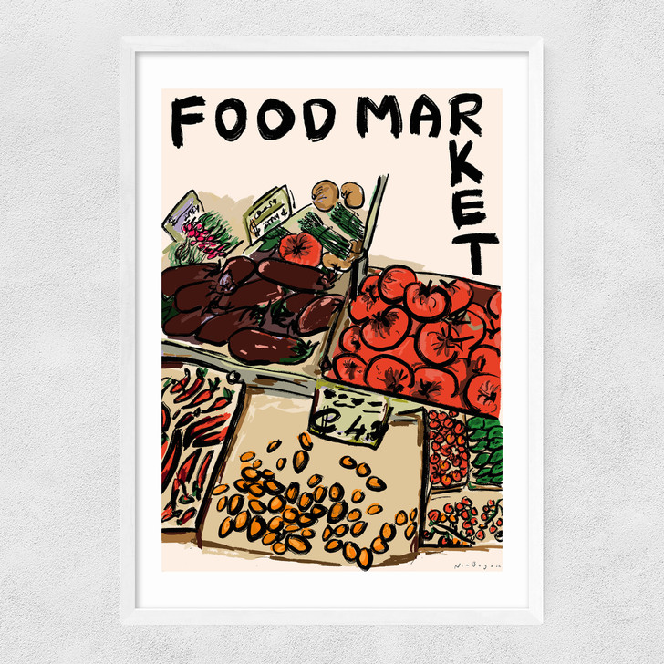 Food Market Narrow White Frame