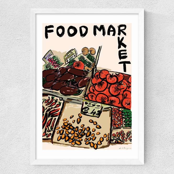 Food Market Medium White Frame
